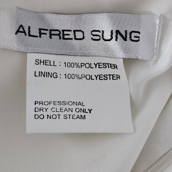 2/$50 Alfred Sung Off-the-Shoulder Cocktail Dress Snow White D686 Size 4 - Picture 3 of 5